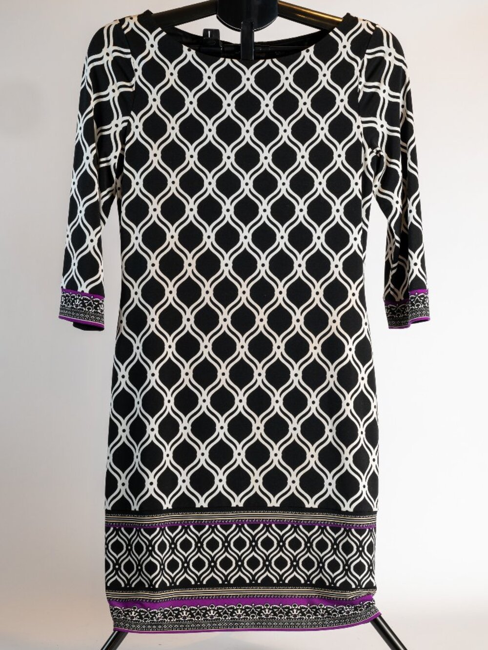 White House Black Market Black White Geometric Sheath Dress Size S